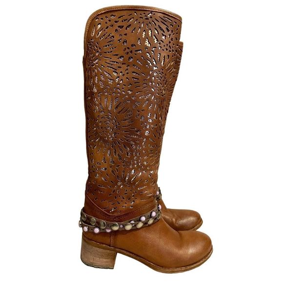 Anthropologie Shoes - Anthropology Felmini Tall Perforated Leather Boots size 41